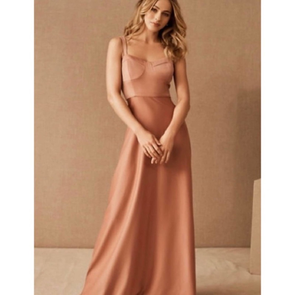 BHLN Sachin + Babi Sedona Satin Maxi Gown Bridesmaid Dress Anthropologie Size 8